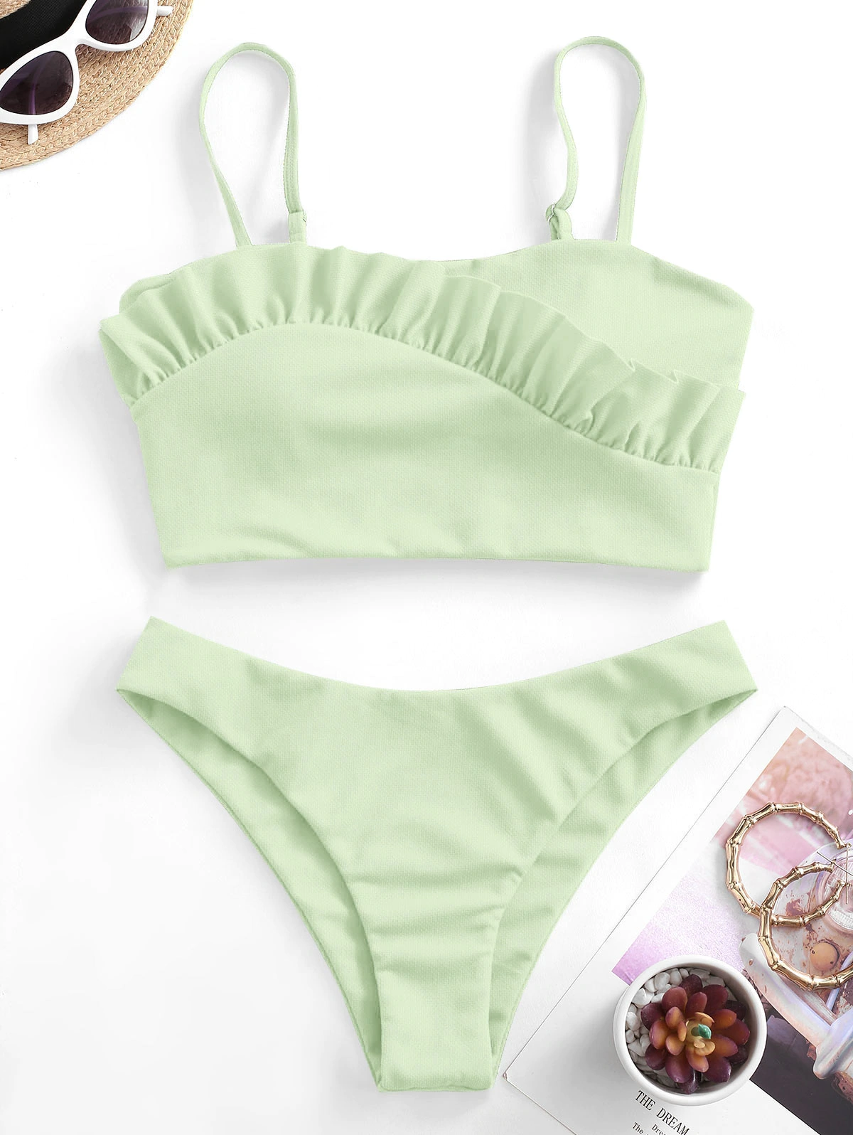 ZAFUL Strukturierte Rüsche Cami Tankini Badebekleidung