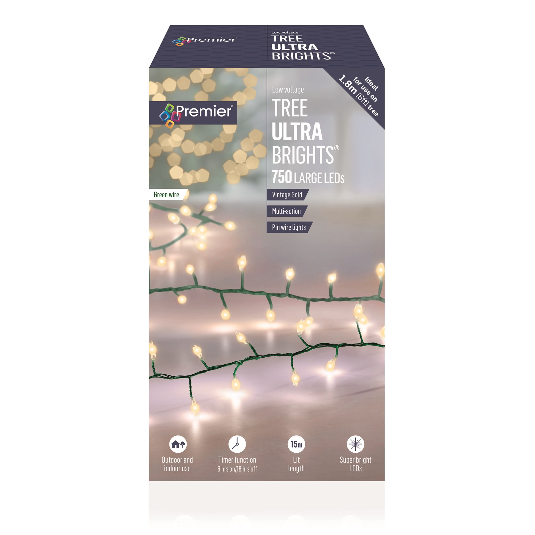 Premier Tree Microbrights 750 LEDs with Timer - Vintage Gold