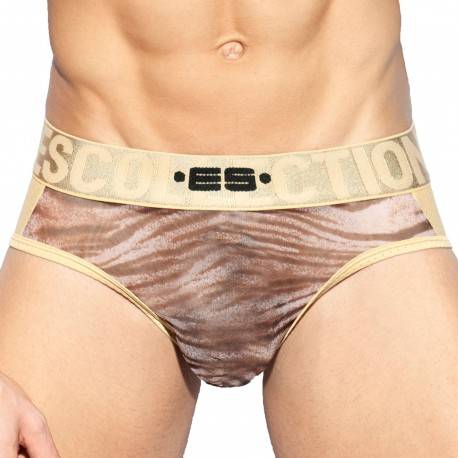 ES Collection Zebra Net Briefs - Gold XL