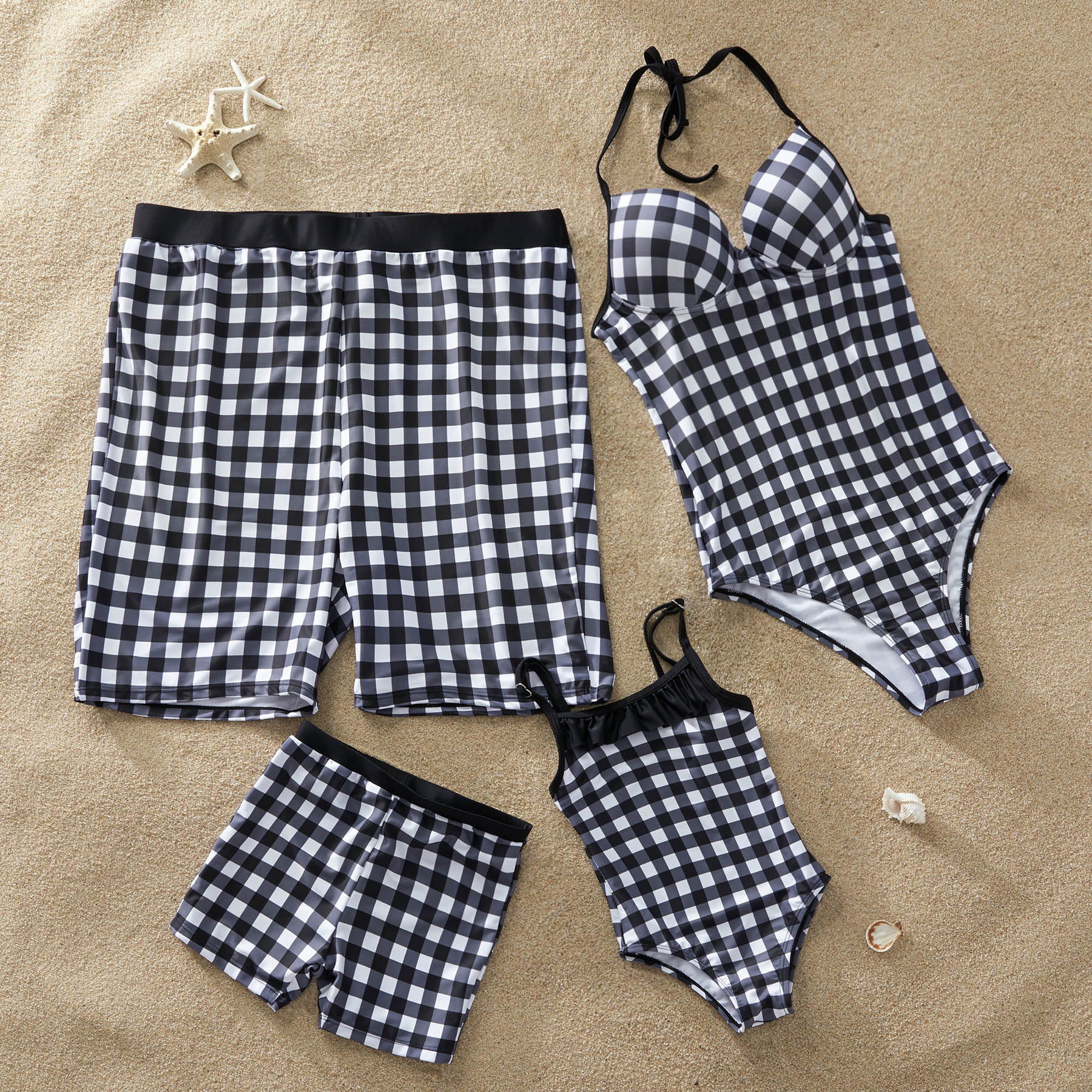 Plaid One-Piece Family Matching Swimwear