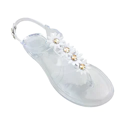 Women's Sandals Flower Round Toe Home Daily PVC Buckle Solid Colored Almond Clear White Lightinthebox