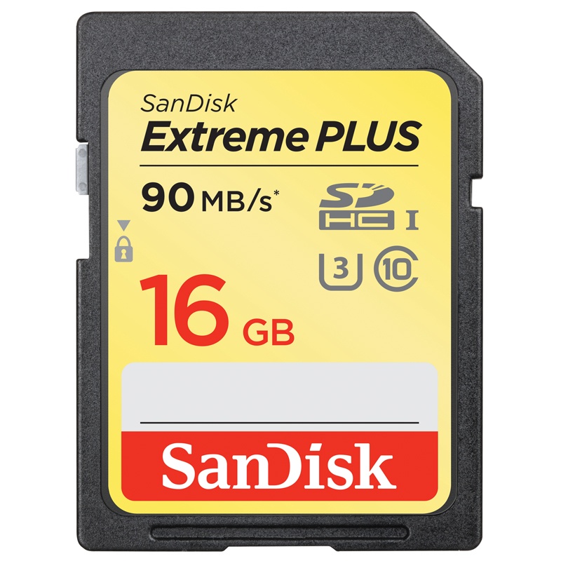 SanDisk 16GB Extreme PLUS SD Card (SDHC) UHS-I U3 - 90MB/s