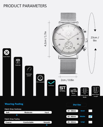 SINOBI Sport Watch 3ATM Water-resistant Quartz Watch Men Wristwatches Male Calendar Chronograph