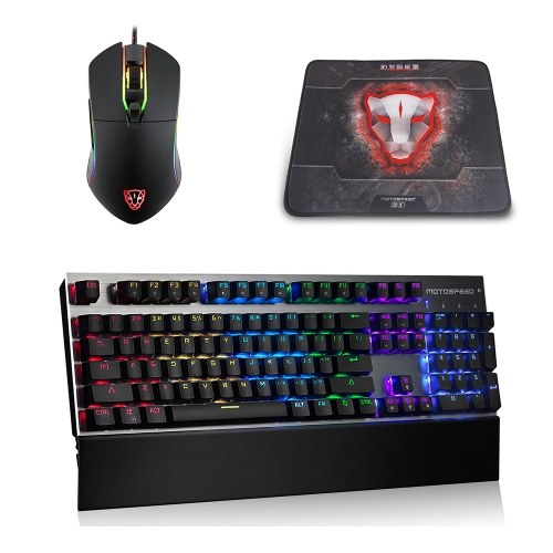 Motospeed V30 Wired Optical USB Gaming Mouse + CK108 Mechanical Gaming Wired Keyboard + P70 Gaming Mouse Pad
