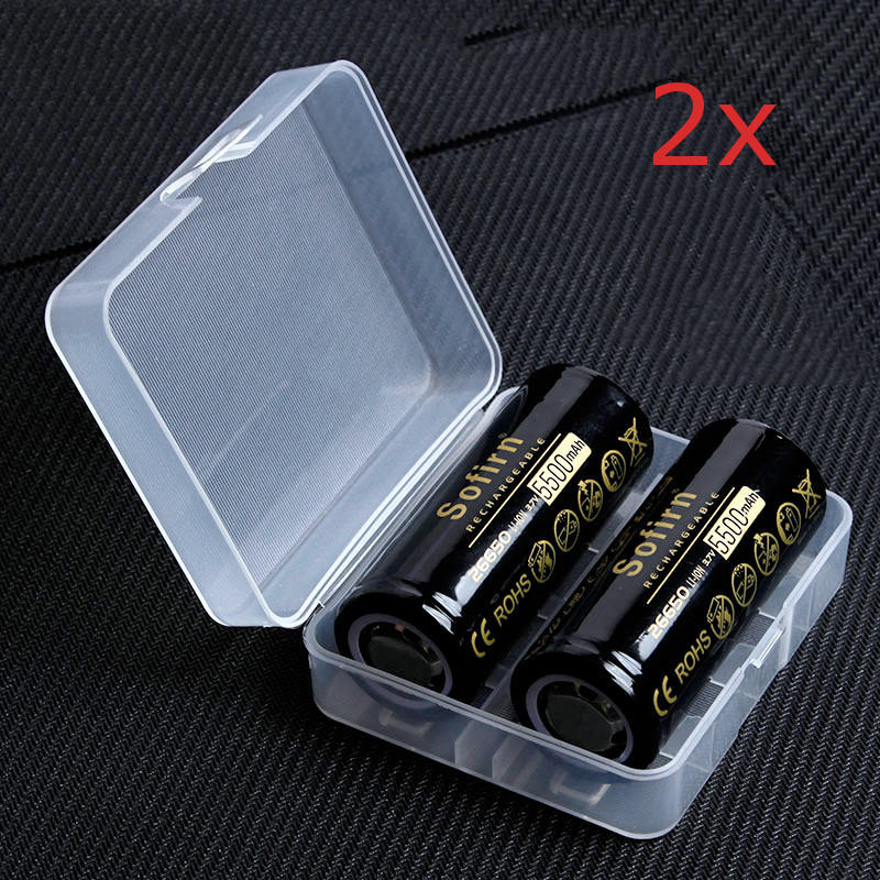 4Pcs Sofirn 3.7V 5000mAh Protected Rechargeable 26650 Battery With Storage Case High Capacity Lithium Battery Li-ion Bat