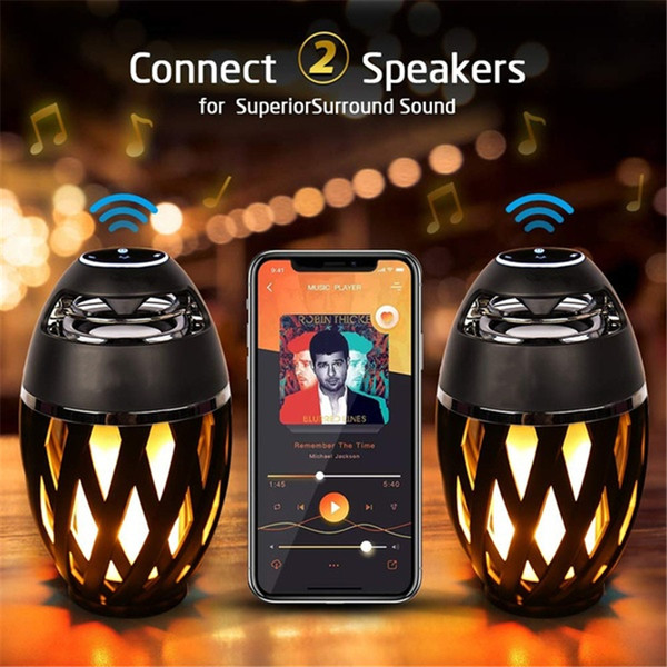 2 in1 bluetooth speaker led flame atmosphere lamp light portable wireless stereo speaker with music bulb outdoor camping woofer hot