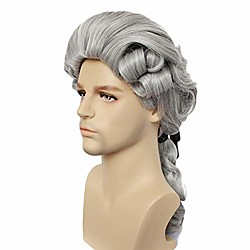 perruque de cosplay coloniale pour avocat perruques grises longues perruques ondulées bouclées pour hommes Lightinthebox
