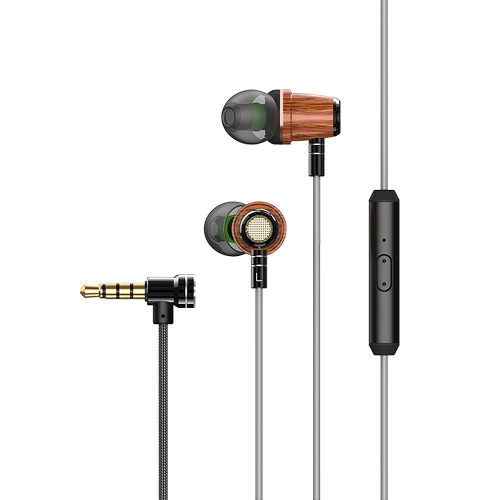 zermie 3.5mm In-ear Pear-Wood Earphone  with Mic Grey