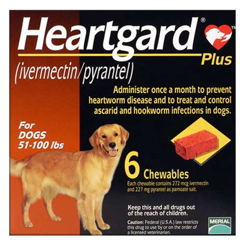 Heartgard Plus Chewables For Large Dog 51-100lbs (Brown) 12 Doses