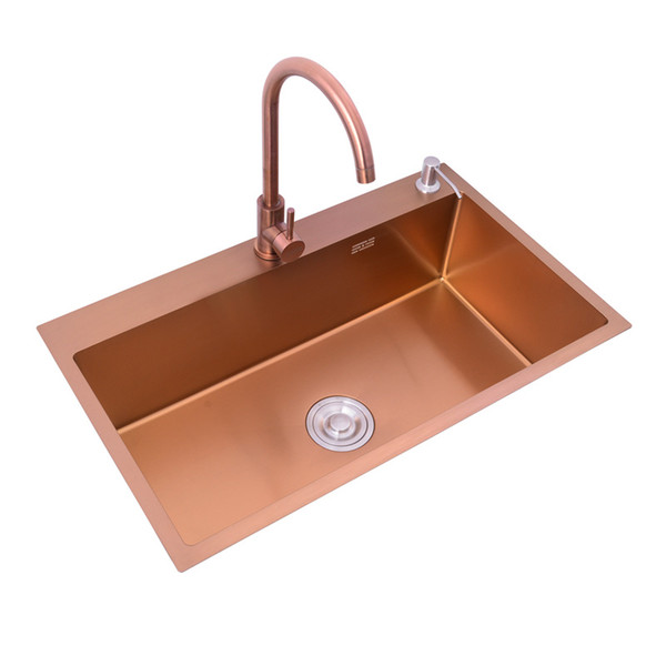 rose gold sink under counter basin kitchen 304 stainless steel single bowl ,30 inch