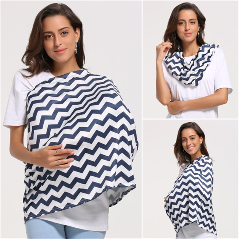 Multi- Functional Ripple Print Nursing Cover Baby Stroller Sunshade
