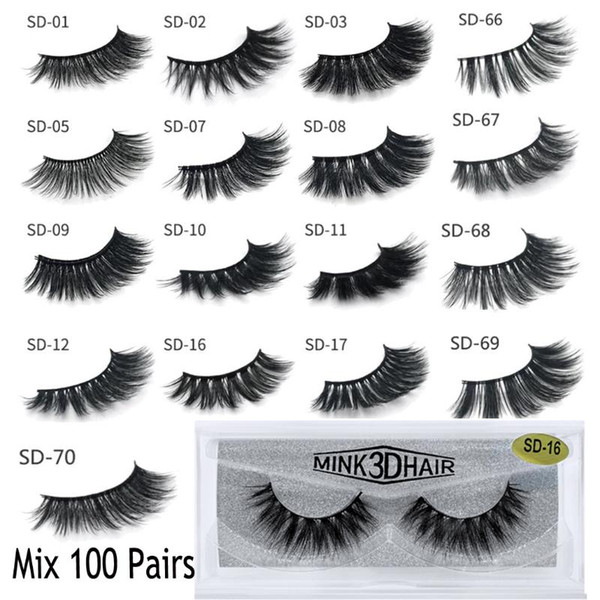Mink lashes Wholesale 30/50/100 pairs Natural False Eyelashes 3D Mink Lashes Bulk Fake Eyelashes Extensions Makeup
