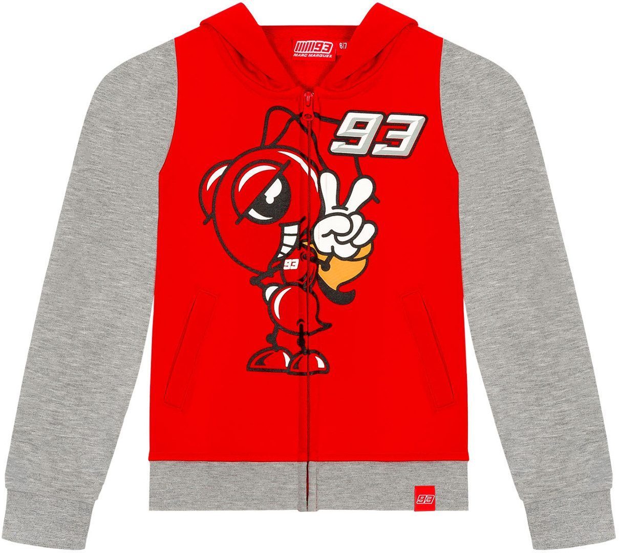 GP-Racing 93 Cartoon Ant Contrast Sleeves Kinder Hoodie Grau Rot 6 - 7