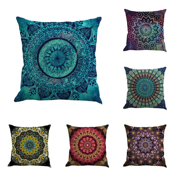 bohemian style printed linen cotton pillow case cushion cover throw polyester cotton for home l office decorative 45*45cm