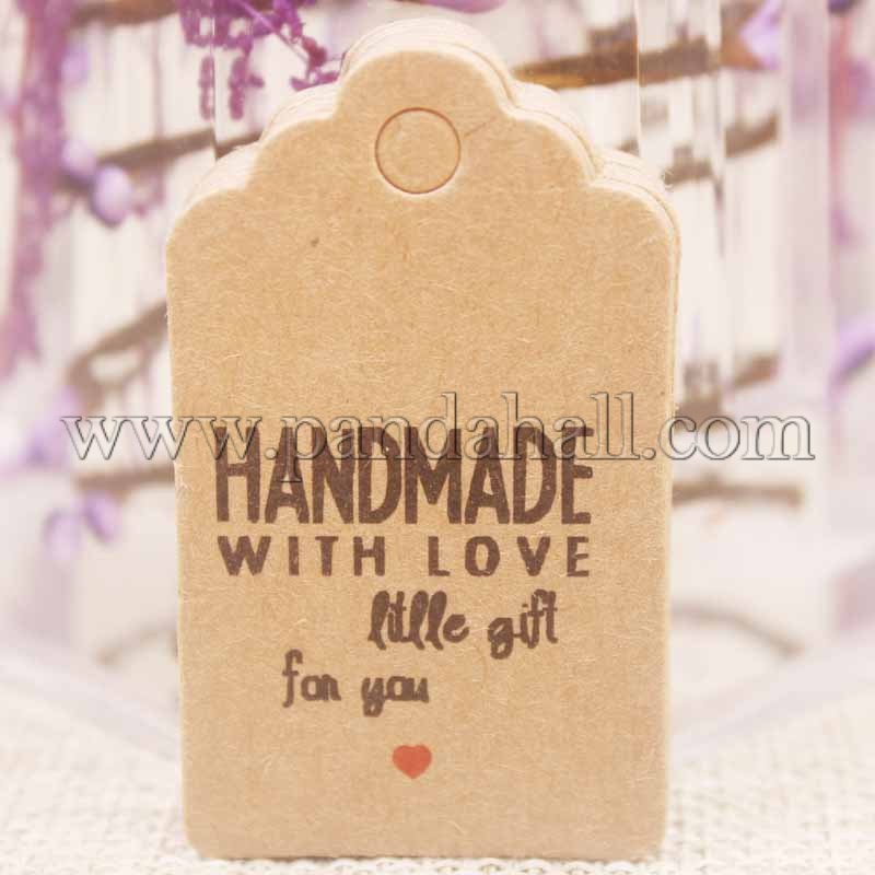 Paper Gift Tags, Hange Tags, For Arts and Crafts, For Wedding, Valentine's Day, Rectangle with Word, BurlyWood, 50x30x0.4mm, Hole: 5mm