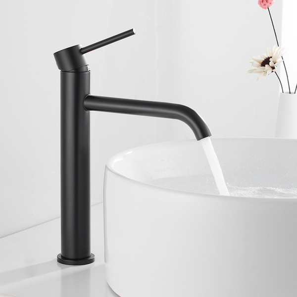 high bathroom basin faucet black/brushed/white taps wash hand face single lever mixer washbasin faucets with hose est