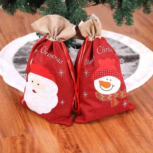 Christmas Decorations Decorative Supplies Gift Bag Candy Santa Claus Linen Handbag