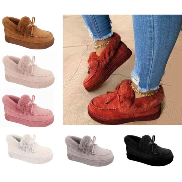 Casual Women Fur Short Boots Bow Winter Short Ladies Girls Womens Booties Grey Black Red Blue Short Boots 569