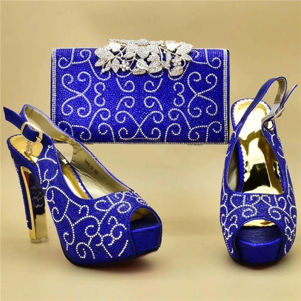 Dress Shoes 2021 Arrival Italian With Matching Bags High Quality And Bag Set African Sets In Heels Rhinestone Wedding