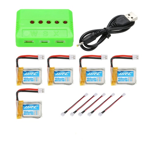 5pcs Original JJRC 3.7V 150mAh 30C Lipo Batteries with 5 in 1 Battery Charger for JJRC H36 RC Quadcopter