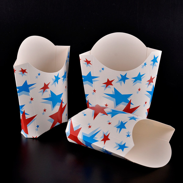 color stars paper french fries cup disposable fried chicken popcorn snacks cup holder foldable dessert package sk727