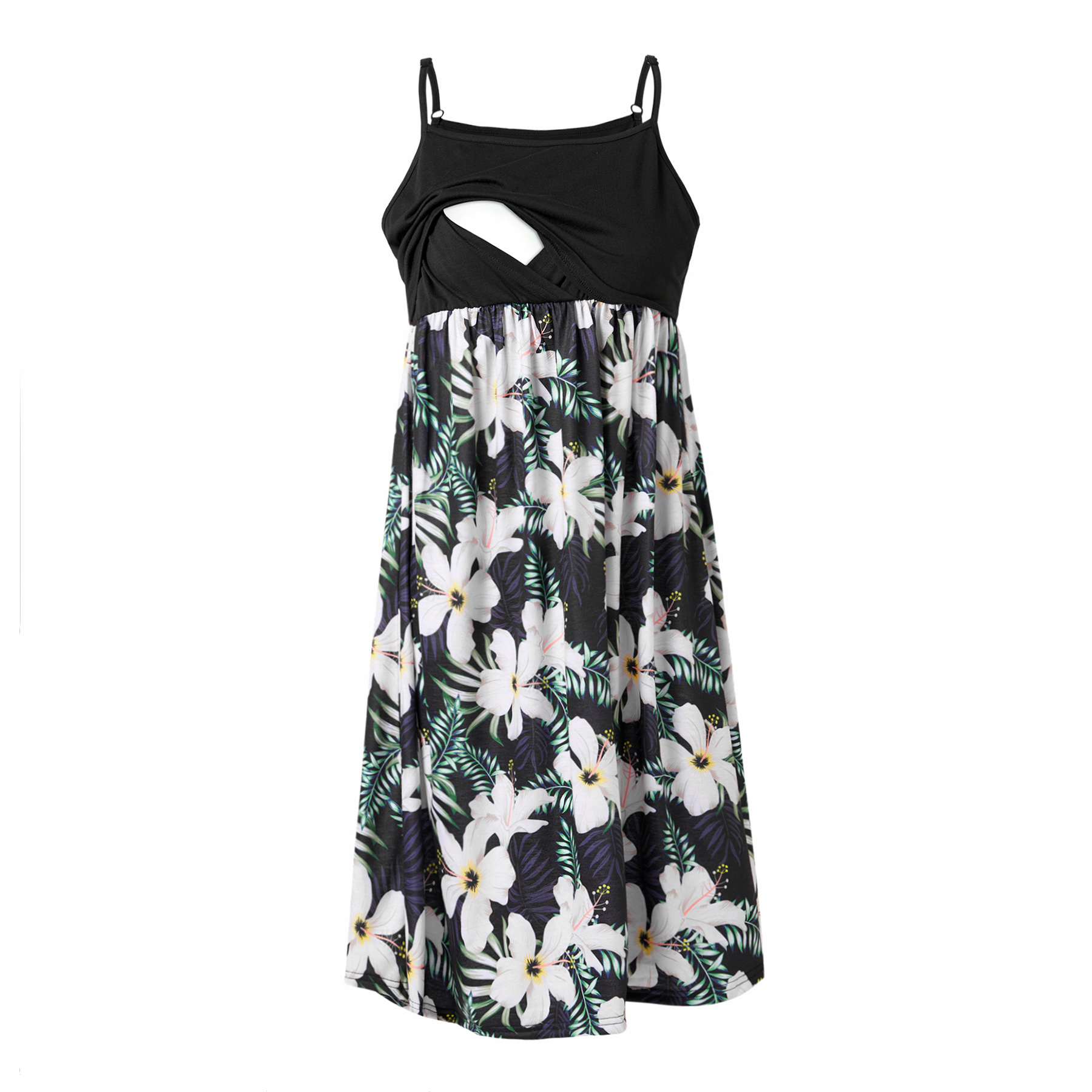 Pretty Floral Print Sleeveless Nursing Dress