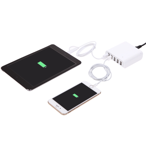 USB 5 Port Quick Smart Desktop Charger High Speed Fast Charge for iPhone iPad Samsung Tablet PC Mobile Device 5V/8A Portable AC100-240V