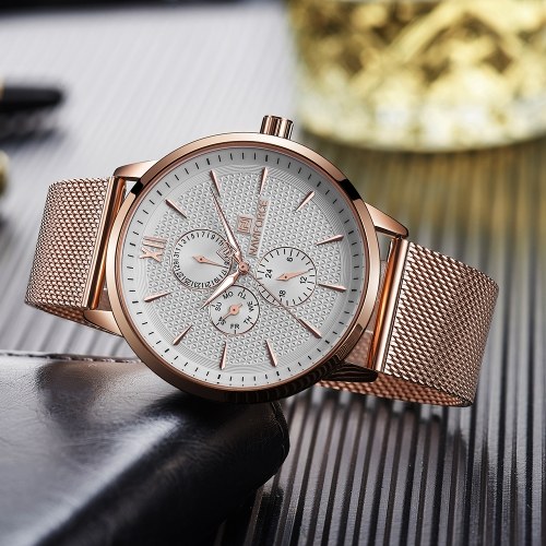 NAVIFORCE NF3003 Men Watch Brand Stylish Waterproof Stainless Steel 24 Hour Date Week Display Adjustable Buckle Quartz Watch