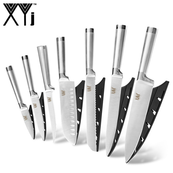 XYj Kitchen Knife Set 7 PCS Stainless Steel Cooking Knives Sets Tools Chef Slicing Santoku Utility Paring Boning Knife