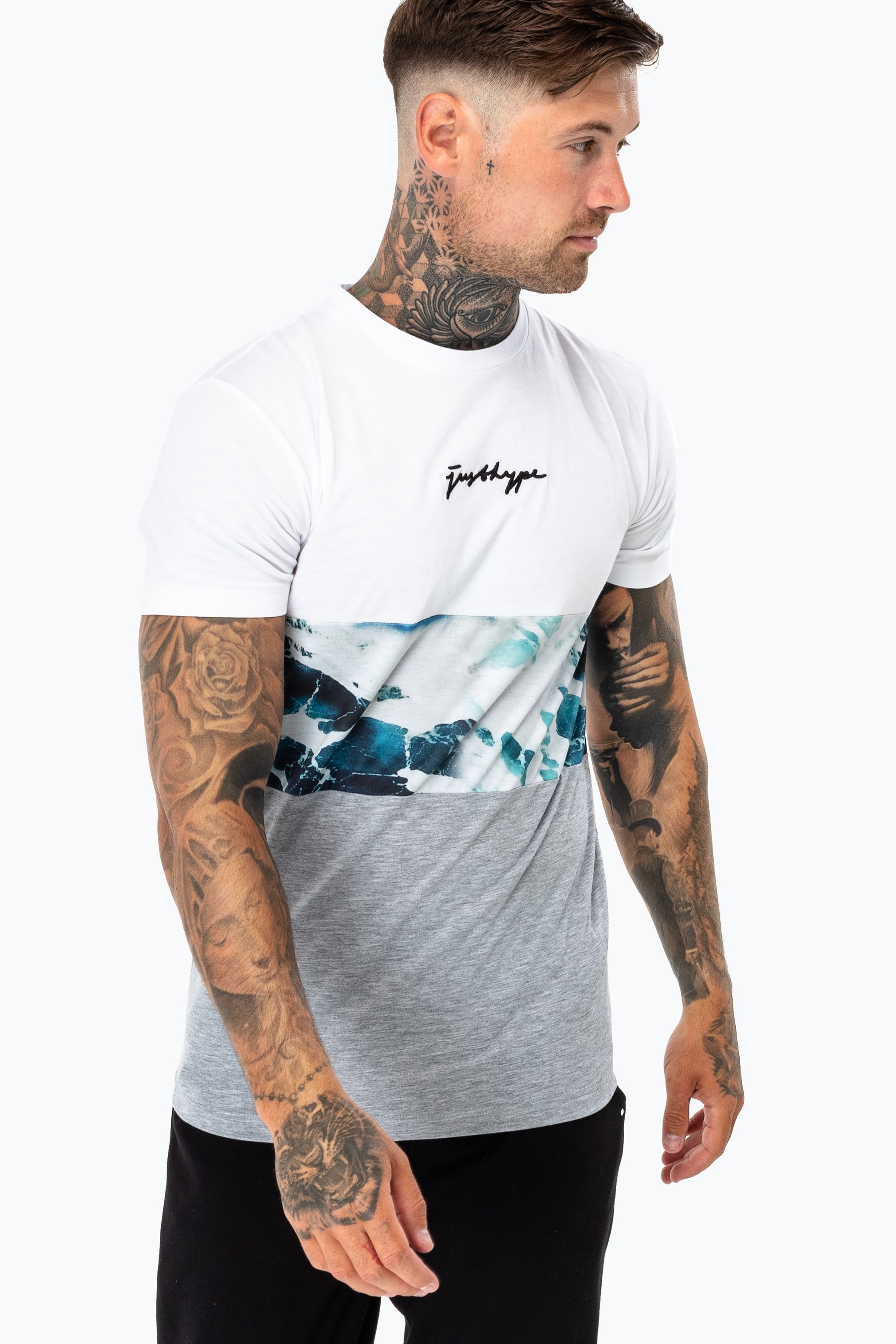 Hype Pacific Tri Men's White/grey T-Shirt | Size Small