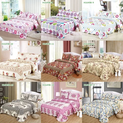 3Pcs Bedding Set 230 * 230 CM Printed Flower Plant Cording Pattern Polyester Fiber Patchwork Quilt Comforter Pillow Cases Bedclothes Home Textiles