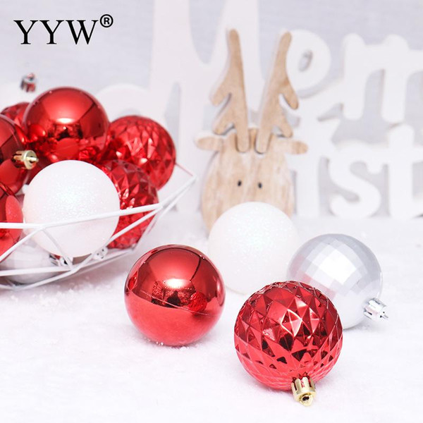 24pcs 8cm red white christmas ball ornaments balls hanging home party tree ornament christmas decorations birthday gift balls