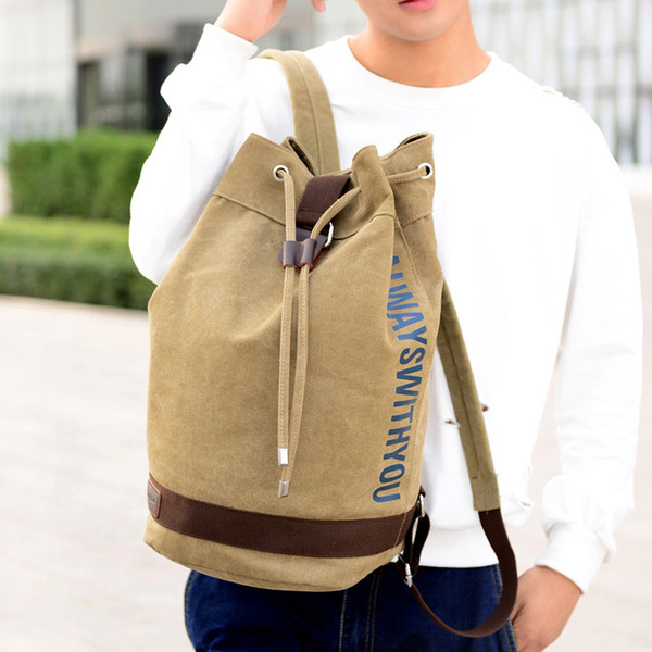 large capacity canvas mountaineering man backpack male bucket travel shoulder bag tactical military canvas backpacks new