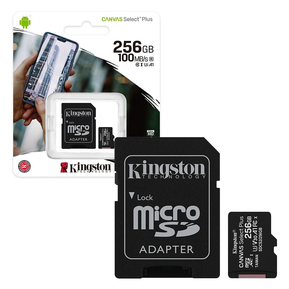 Kingston Canvas Select Plus MicroSD Memory Card 100MB/s UHS-1 U3 A1 V30 Class 10 with Adapter - 256GB