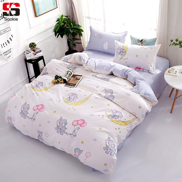 sookie cute cartoon bedding set 3pcs elephant print duvet cover sets soft bedclothes twin full queen king size bed linen