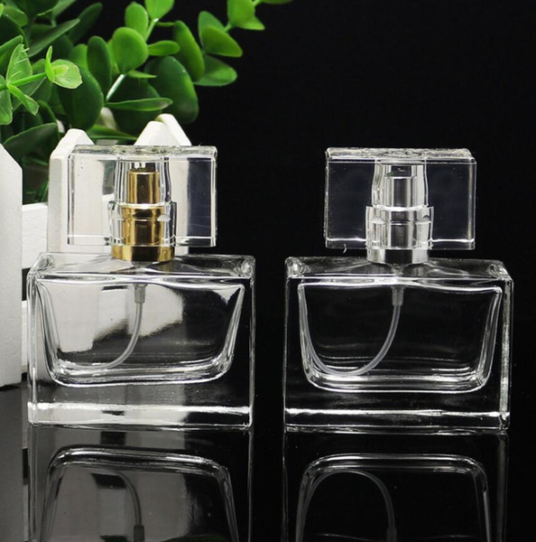 100pcs new Square Glass Perfume Bottle 30ml Clear Glass Spray Bottle Empty Fragrance Bottle fashion