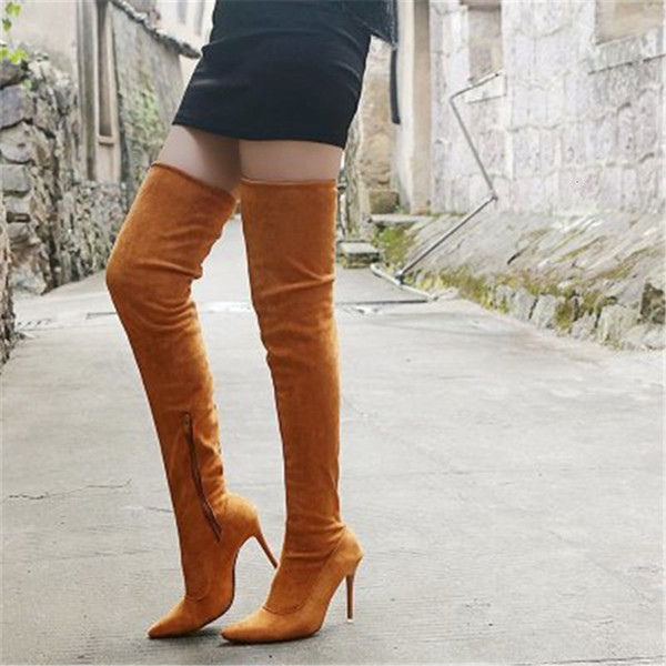 Female 2021 New Autumn Stretcher Thin Thigh High-fashion on the Knee High-heeled Boots Woman Shoes More 35-43 GHYR