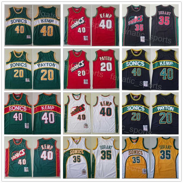 Men Retro Basketball Gary Payton Mitchell and Ness Jerseys 20 Kevin Durant 35 Shawn Kemp 40 Team Color Red Black White Green Yellow All Stitched Breathable Vintage