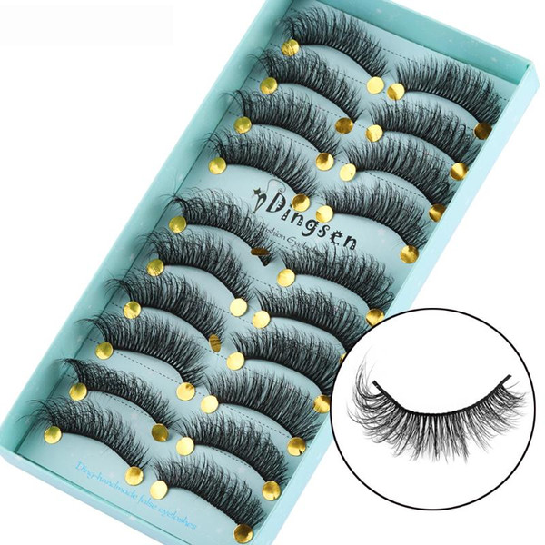 10 pairs faux mink hair false eyelashes fluffy cruelty-lashes handmade cross long eyelashes extension natural makeup tools