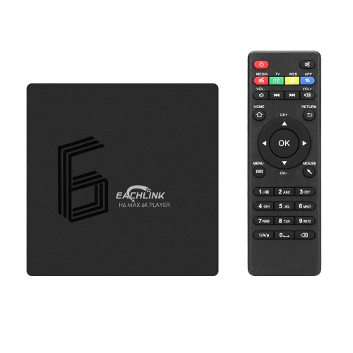 Lecteur multimédia EACHLINK H6 MAX Android 9.0 Smart TV Allwinner H6 Lecteur de média 4K 64 bits 4K HDR 6K HDR H.265 4 Go / 64 Go réseau local sans fil BTG1.4G / 5G