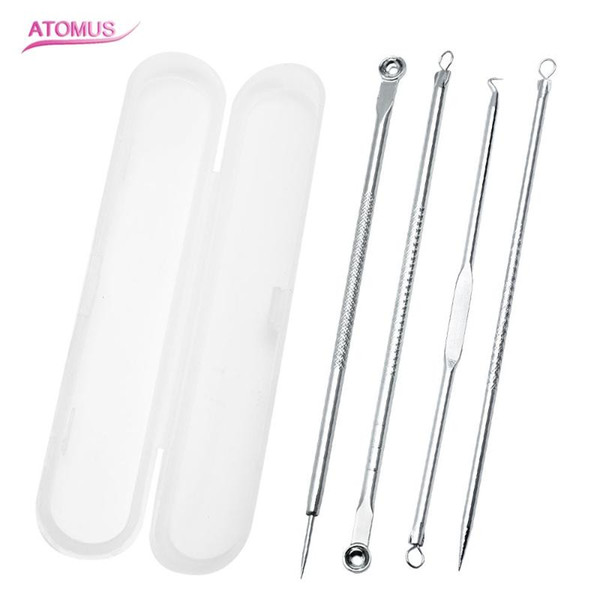 4pcs/kit blackhead blemish remover acne pimple remover tool black head verwijderen mee eters whitehead quita espinillas metal