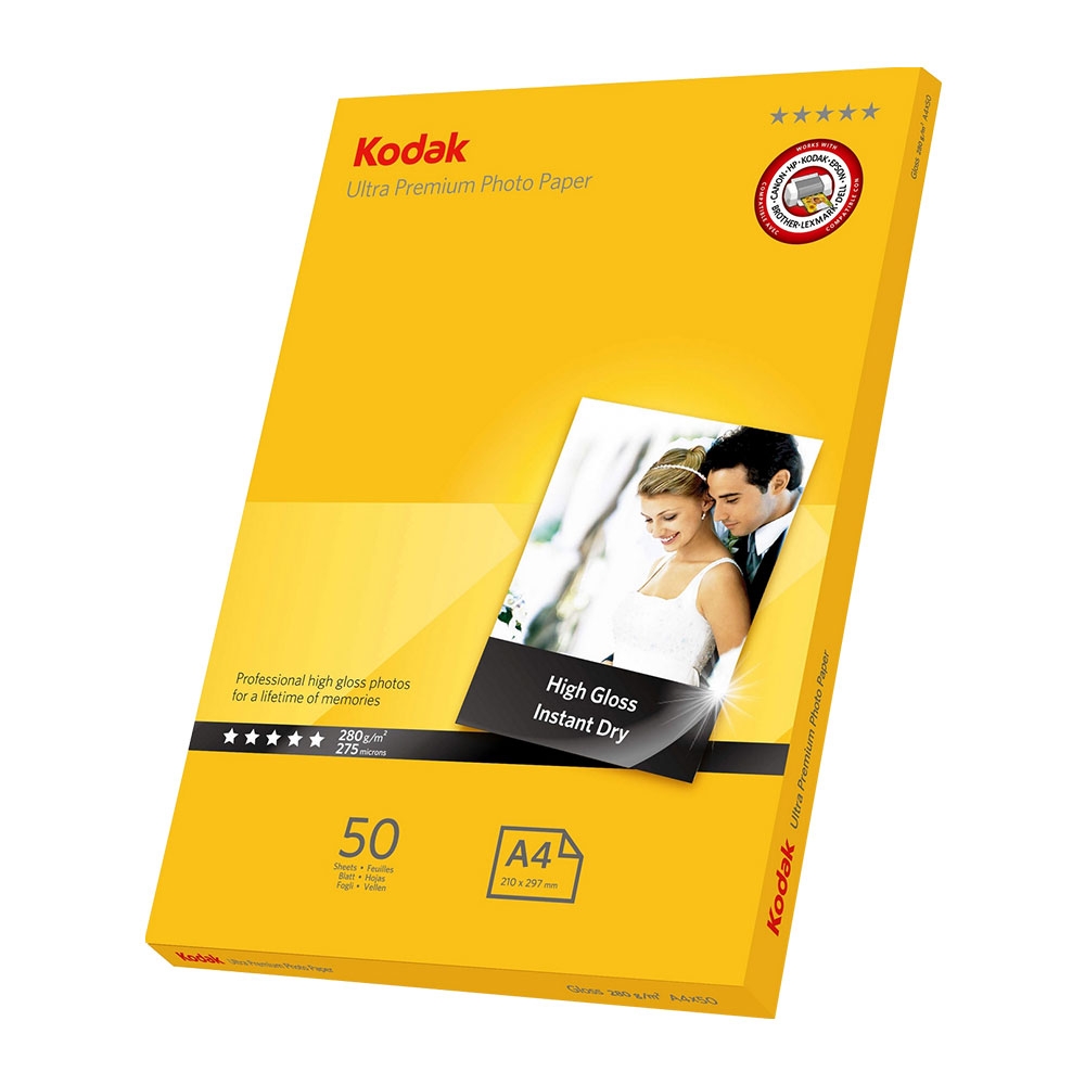 Kodak Inkjet Paper A4 Photo Gloss ULTRA PREMIUM 280gsm - 50 Sheet Pack
