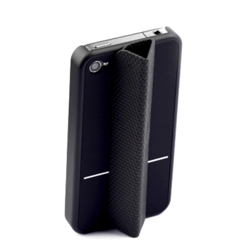 Magnetische Adsorption Smart Stand Schutzhülle Cover für iPhone 4 4 s Multifunktions Halter Kopfhörer Spule Winder schwarz