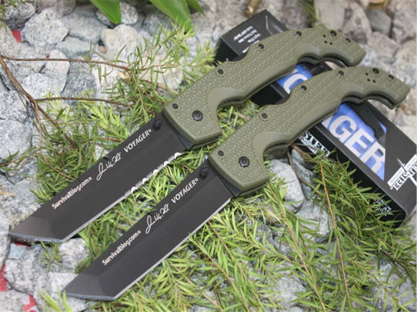 COLD COLD large folding knife HNA home green handle black straight edge square head camping hunting knife folding knife 1pcs free shipping