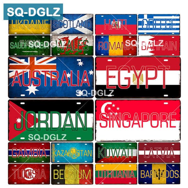 [SQ-DGLZ] Ours National Flag Wall Decoration Tin Sign Country Flag Metal Sign Home Decor Painting Plaques Poster