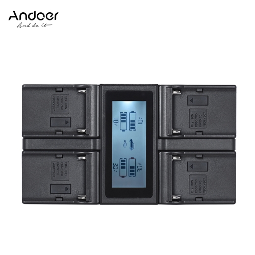 Andoer NP-F970 4-Channel Digital Camera Battery Charger w/ LCD Display  for Sony NP-F550 F750 F950 NP-FM50 FM500H QM71
