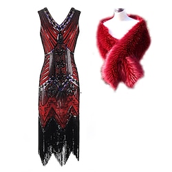 Roaring 20s 1920s Cocktail Dress Vintage Flapper Dress Outfits Prom Dress Christmas Party Dress The Great Gatsby Charleston Plus Size Women's Sequins Tassel Fringe Costume Attire Christmas Party Lightinthebox