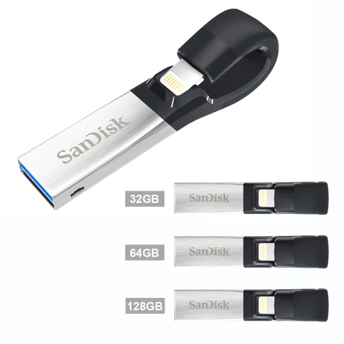 SanDisk USB3.0 32GB iXpand USB Flash Drive with Lightning Connector MFi Certified External Storage Memory Flash Pen Thumb Drive for iPhone iPad iPod Mac PC Computers