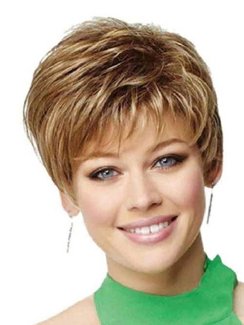 Short See-through Bang Fluffy Straight Wig