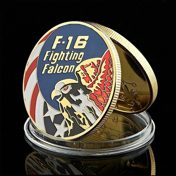 American F-16 Fighting USA Air Force Military Crafts Fighter US Eagle Coin 1oz Gold Plated Challenge Medal Craft